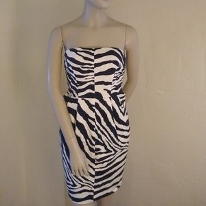 Express Strapless Zebra Dress with Pockets; Size 0